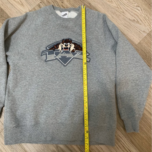 Vintage Taz Sweatshirt Y2K 2000 Warner Bros. Heather Grey Pullover - Large - Picture 7 of 8